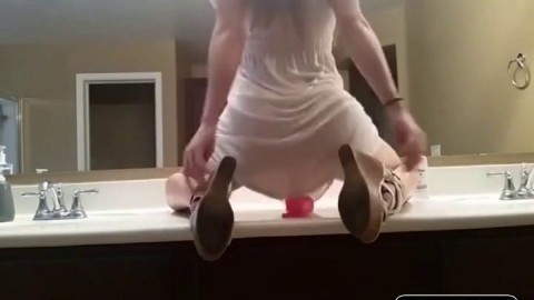 Hot Amateur Girl Rides and Sucks Dildo at Home