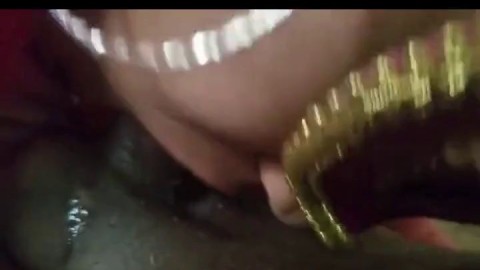 Masked Ebony Amateur Gives Blowjob and Swallows