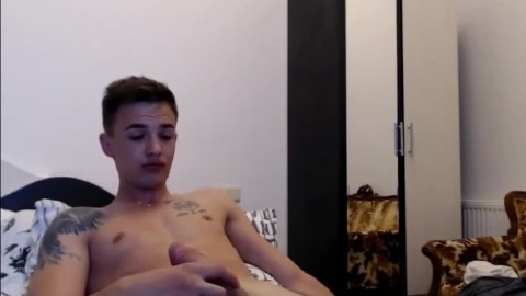 European Twink Strokes Big Cock on Cam