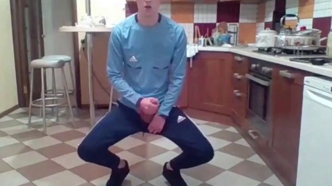 Cumming in my New Kitchen with my Big Cock