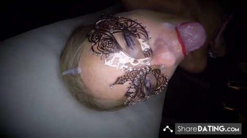 Blonde Dutch Slut Covered in Cum from Big Cock