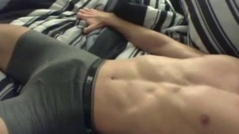 Muscular Hunk Cums in His Underwear Hands-Free