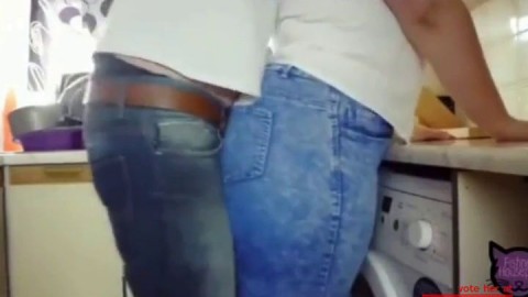 Big-Ass Brunette Girl Has Dry Sex in the Kitchen