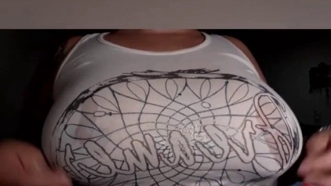 Big-Tit Tattooed Brunette MILF Orgasms on Webcam Solo