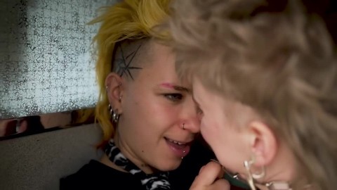 Intense Public Making Out Session Two Amateur Lesbians Like Being Watched In The Photo Booth Young Cutie