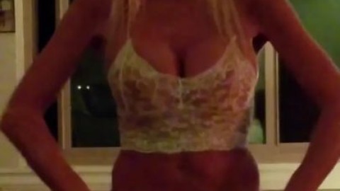 Sexy Lady Di 34DD Stripping in white Micro Mini skrit
