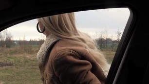 Polish blonde woman is sucking a big dick in the car while her husband is at home horny lover