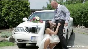 likes to work mouth Petite bride is getting fucked in front of the limo while her future husband is waiting