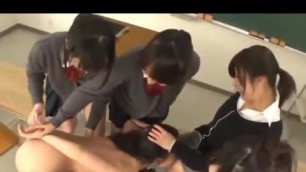 Japanese girls have fun with a new classmate licking their their pussies