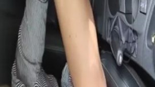 blonde with wet pussy Cumming in the car