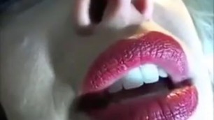 beauty with luscious lips showing off deep throat intended for oral sex