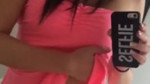 teen slut in sex t shirt shows sexy tummy on camera