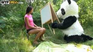 Hot Molly sex with a man dressed as a panda