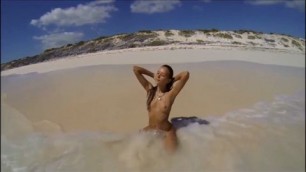 teen euro baby poses naked on the great beach