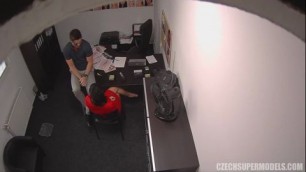 brunette cute aneta bangs pov during job interview in office
