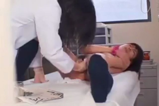 Oriental schoolgirl has a doctor gently fingering her