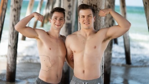 SeanCody - Jocks Clyde And Robbie Toss A Football At The Beach