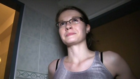 Public Agent - Hot glasses babe fucks in public bathroom Julie Paradise